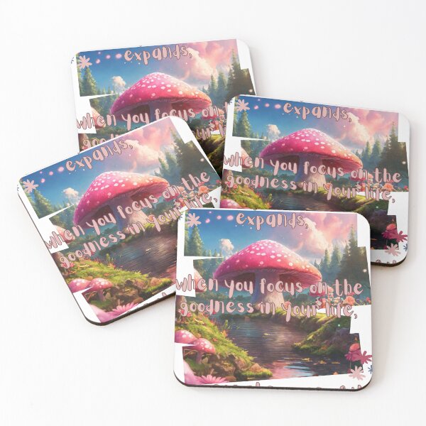 Item preview, Magic Mushroom Inspirational Manifestaion Quote Kawaii Pink Mushroom Fantasy Lake designed and sold by Necrotic Ice.