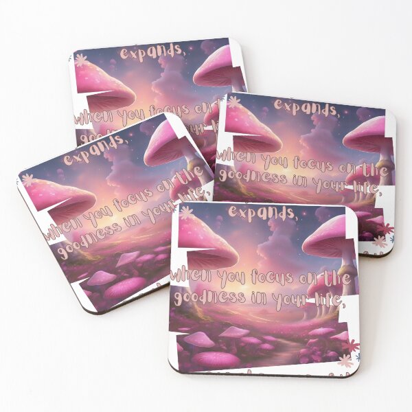 Item preview, Magic Mushroom Inspirational Manifestaion Quote Kawaii Pink Mushroom Fantasy Lake designed and sold by Necrotic Ice.