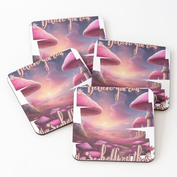 Item preview, Magic Mushroom Inspirational Manifestaion Quote Kawaii Pink Mushroom Fantasy Lake designed and sold by Necrotic Ice.