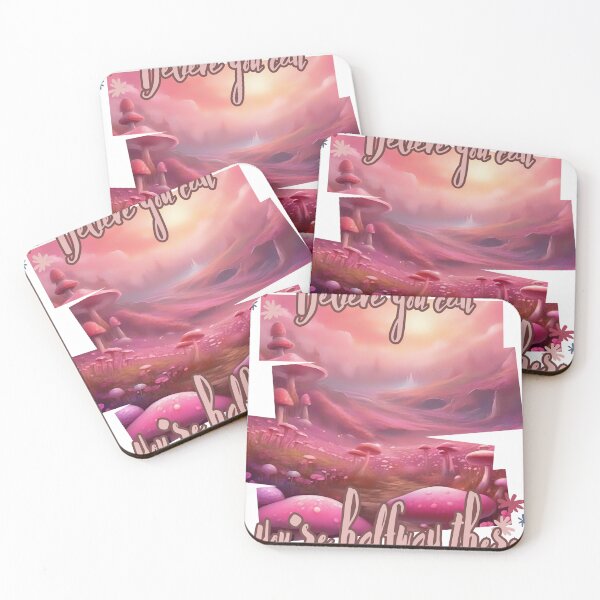 Item preview, Magic Mushroom Inspirational Manifestaion Quote Kawaii Pink Mushroom Fantasy Lake designed and sold by Necrotic Ice.