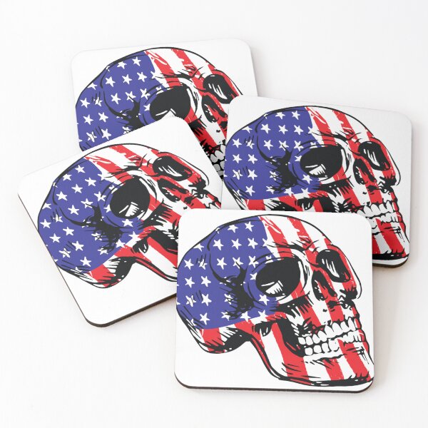 Item preview, American flag skull graphic design print designed and sold by dcrc.
