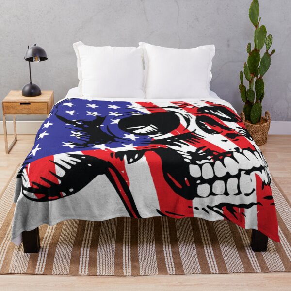 Item preview, American flag skull graphic design print designed and sold by dcrc.