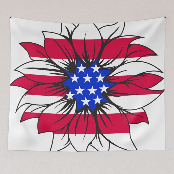 Item preview, American flag overlay flower graphic design print designed and sold by dcrc.