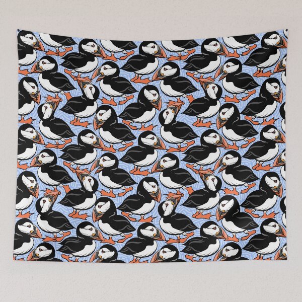 Item preview, Puffins on Parade Pattern - Soft Blue designed and sold by L Diane Johnson.