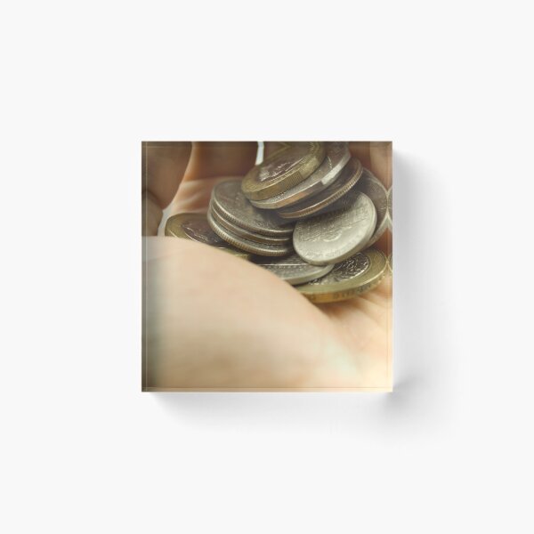 Item preview, Person holding several coins in palm of hand designed and sold by EwanP123.