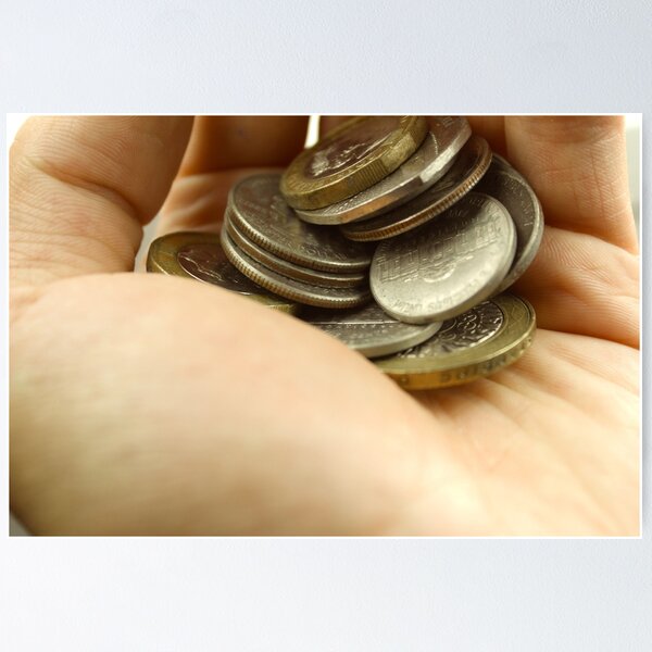 Item preview, Person holding several coins in palm of hand designed and sold by EwanP123.