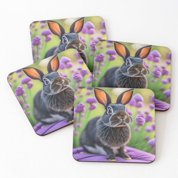 Item preview, Rabbit in field of purple flowers designed and sold by ReplyGirl.