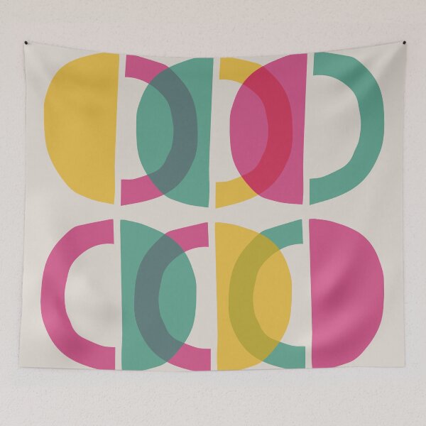 Item preview, Mid Century Modern Geometric Circles 826 Yellow Turquoise and Magenta designed and sold by tonymagnerart.