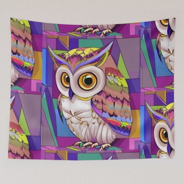 Item preview, Cool Owl Bird in Cubism Style Art designed and sold by Nature's Fancy.