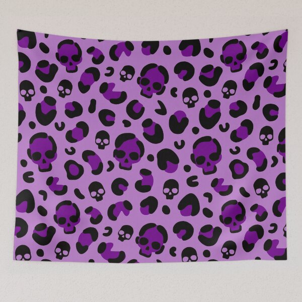 Item preview, creepy halloween leopard skull purple  designed and sold by Gossip Rag.