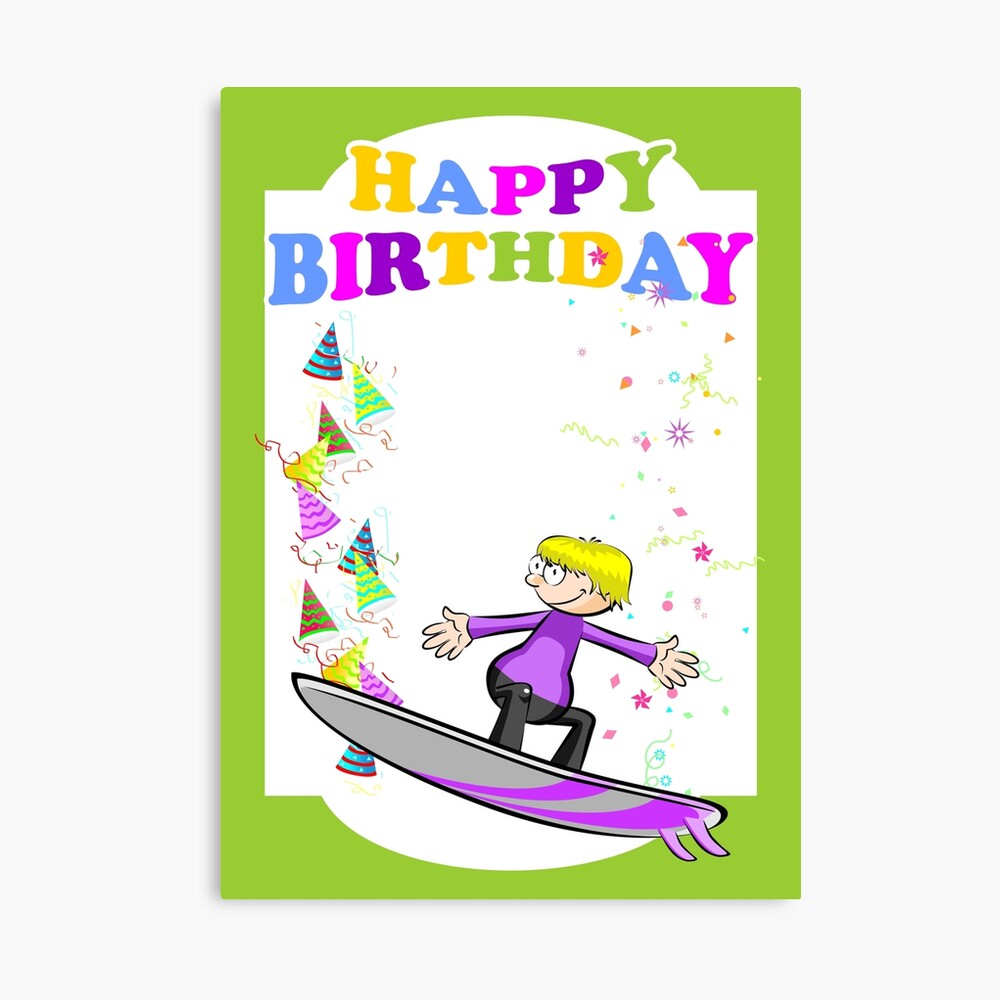 Poster Joyeux Anniversaire Surfeur Extreme Par Megasitiodesign Redbubble