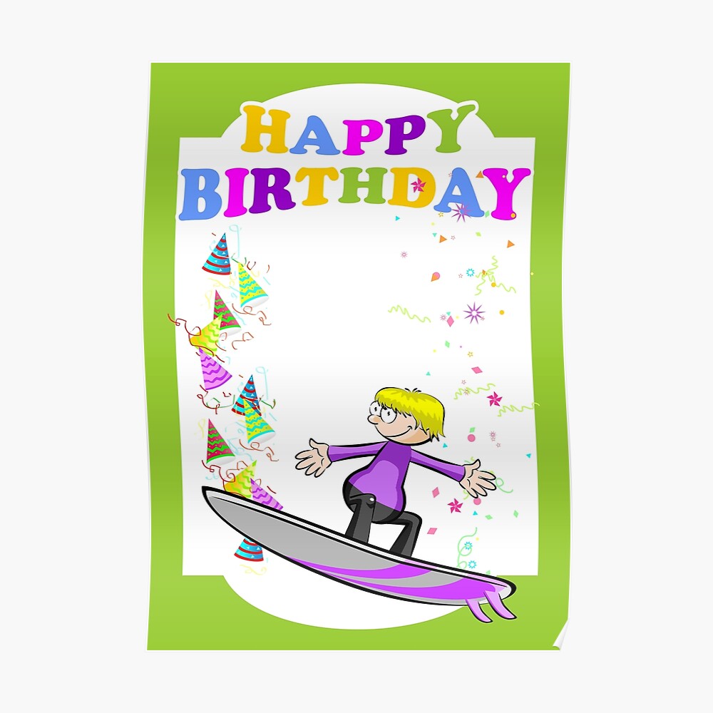 Happy Birthday Extreme Surfer Greeting Card By Megasitiodesign Redbubble