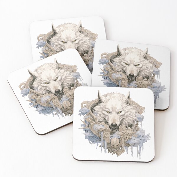 Item preview, Majestic Guardian Artic White Wolf Fantasy Futuristic  designed and sold by InkwaveDesigns.