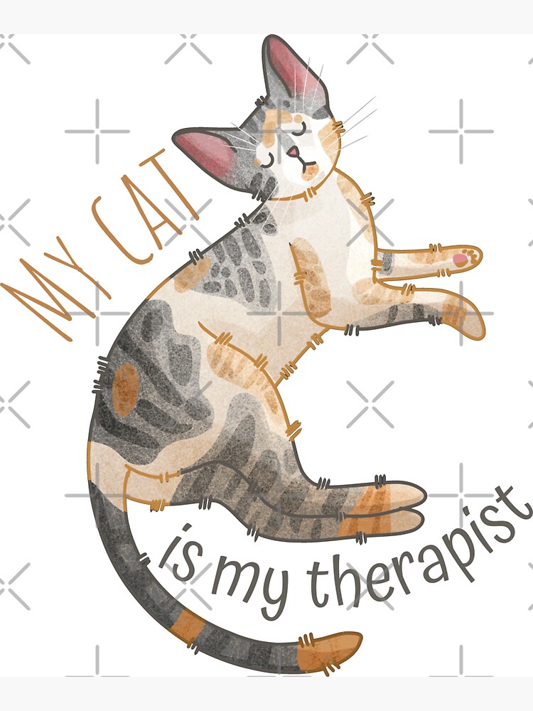 Thumbnail 3 of 3, Magnet, My Cat is my Therapist - Devon Rex Cat - Gifts for cats lovers designed and sold by FelineEmporium.