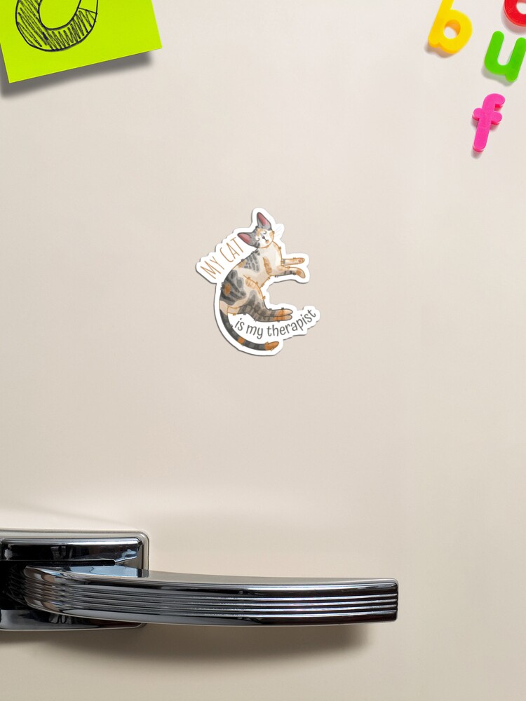 Thumbnail 1 of 3, Magnet, My Cat is my Therapist - Devon Rex Cat - Gifts for cats lovers designed and sold by FelineEmporium.