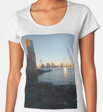 Metropolitan area, Jersey City, New York, Manhattan, Brooklyn, New York City, architecture, street, building, tree, car,   Women's Premium T-Shirt