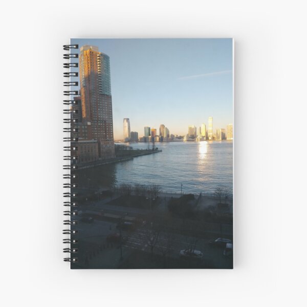 Metropolitan area, Jersey City, New York, Manhattan, Brooklyn, New York City, architecture, street, building, tree, car,   Spiral Notebook