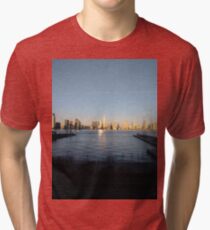 Jersey City, New York, Manhattan, Brooklyn, New York City, architecture, street, building, tree, car,   Tri-blend T-Shirt