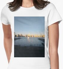 Jersey City, New York, Manhattan, Brooklyn, New York City, architecture, street, building, tree, car,   Women's Fitted T-Shirt