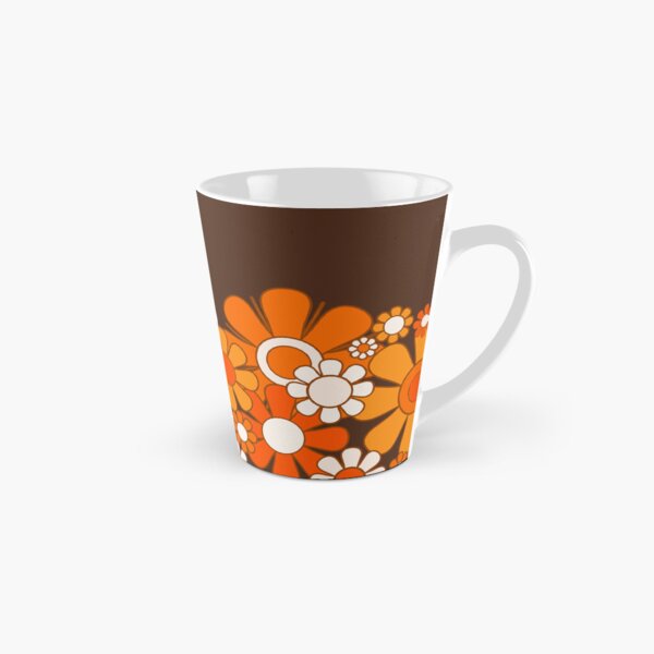 Item preview, Retro Garden Flower Cuff Vintage 60s 70s Pattern in 1970s Dark Brown and Orange designed and sold by kierkegaard.