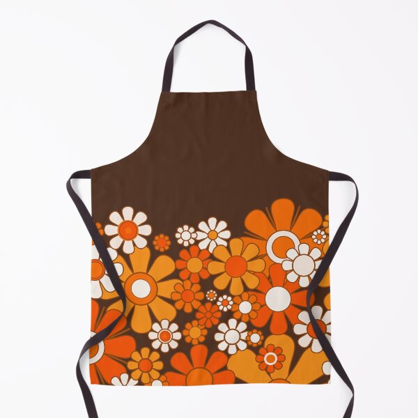 Item preview, Retro Garden Flower Cuff Vintage 60s 70s Pattern in 1970s Dark Brown and Orange designed and sold by kierkegaard.