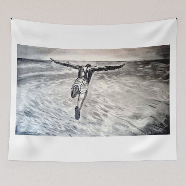 Item preview, Man diving in the sea pencil sketch designed and sold by MubaraksArt.