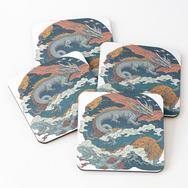 Item preview, Dragon in the Japanese Hokusai Ukiyoe style designed and sold by Myriam Iart.