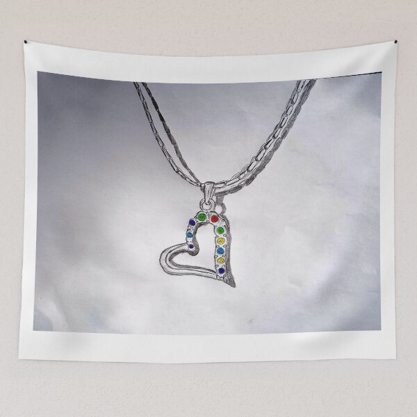Item preview, The shape locket and chain pencil and color sketch designed and sold by MubaraksArt.