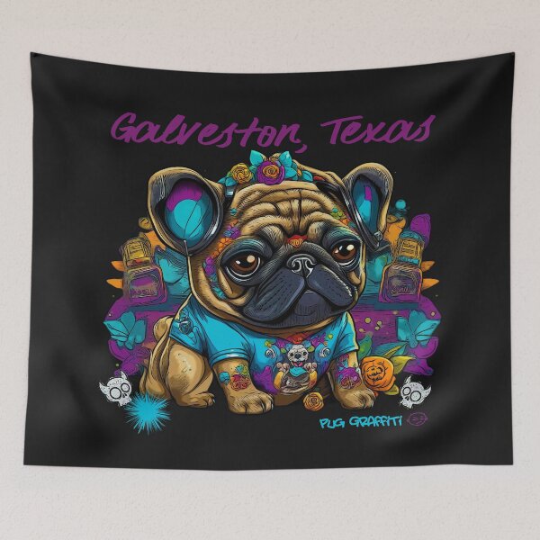 Item preview, Pug Skull Candy GALVESTON TEXAS designed and sold by RedBluffTraders.