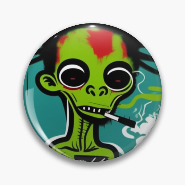 Item preview, NFT Funny Cartoon Green Alien Smoking Weed Art designed and sold by itzbart.