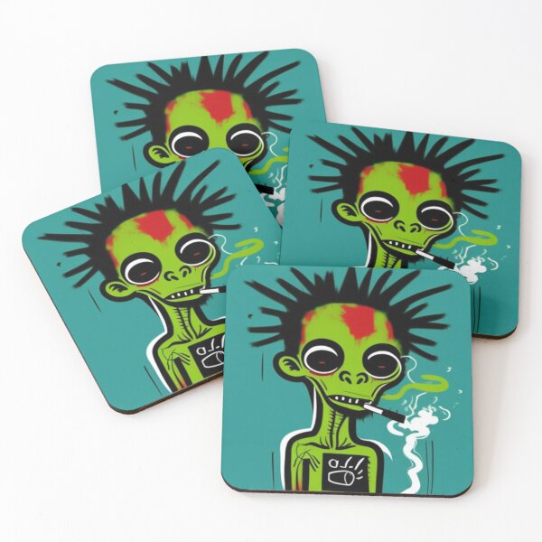 Item preview, NFT Funny Cartoon Green Alien Smoking Weed Art designed and sold by itzbart.