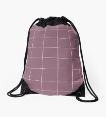Purple check, square, plaid pattern. Violet bars of different width Drawstring Bag