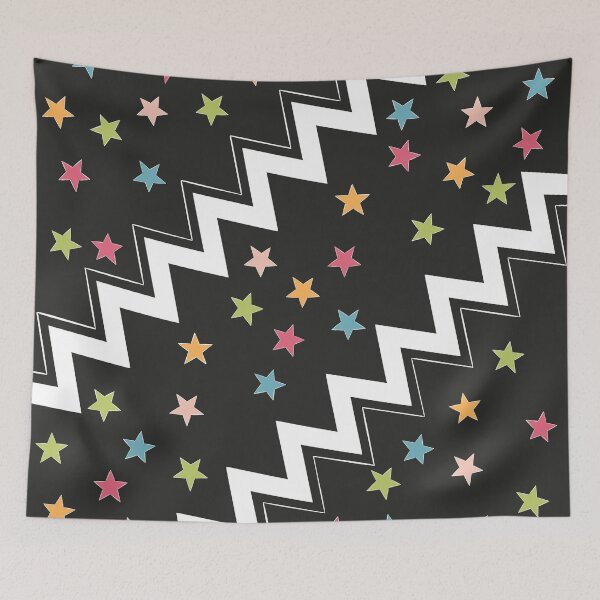 Item preview, Zig zag star pattern in black and white designed and sold by Thalia Roman.
