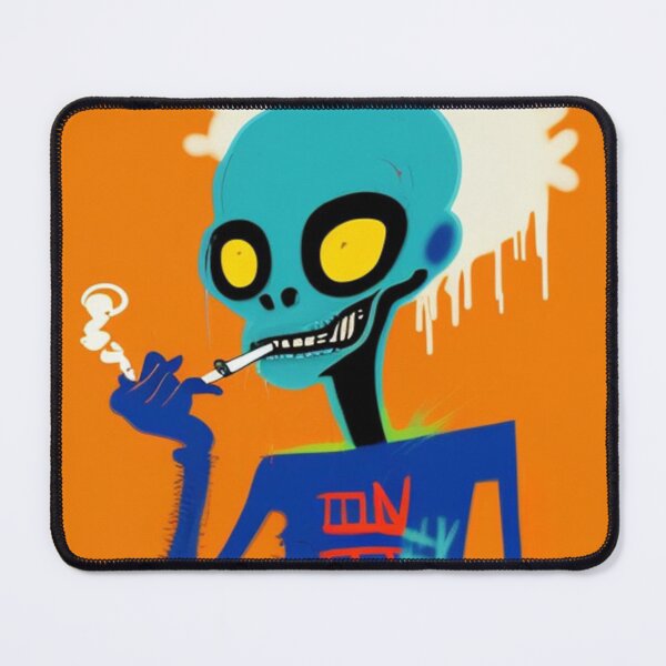 Item preview, NFT Funny Blue Cartoon Alien Smoking Art III designed and sold by itzbart.