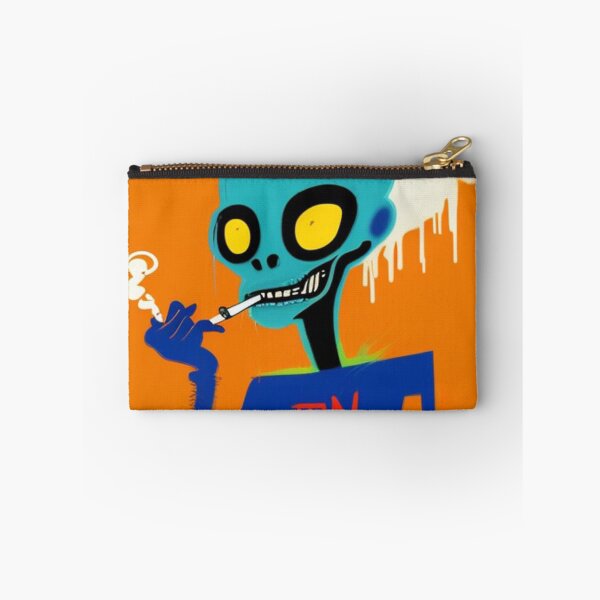 Item preview, NFT Funny Blue Cartoon Alien Smoking Art III designed and sold by itzbart.