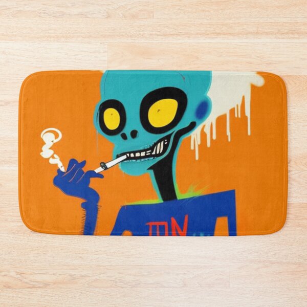 Item preview, NFT Funny Blue Cartoon Alien Smoking Art III designed and sold by itzbart.