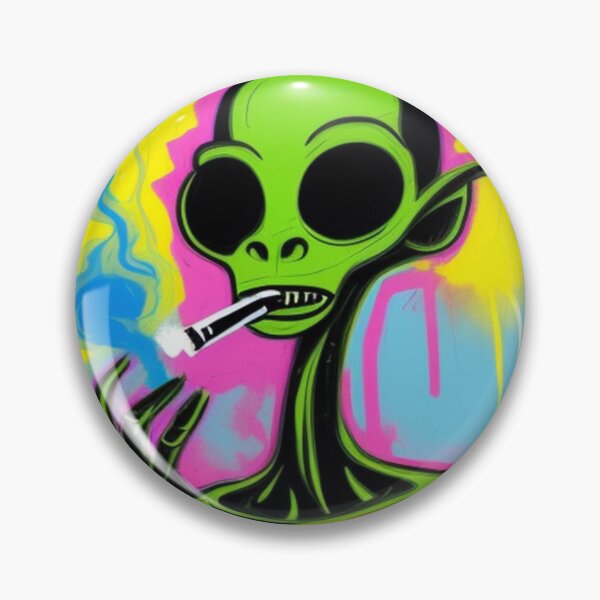 Item preview, NFT Funny Cartoon Alien Smoking Purple Art designed and sold by itzbart.
