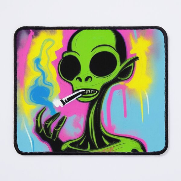 Item preview, NFT Funny Cartoon Alien Smoking Purple Art designed and sold by itzbart.