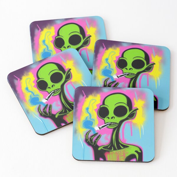 Item preview, NFT Funny Cartoon Alien Smoking Purple Art designed and sold by itzbart.