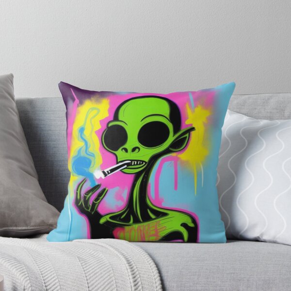 Item preview, NFT Funny Cartoon Alien Smoking Purple Art designed and sold by itzbart.