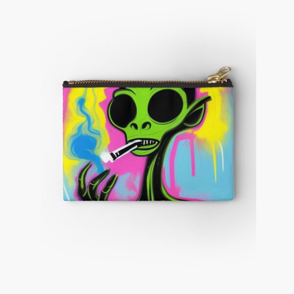 Item preview, NFT Funny Cartoon Alien Smoking Purple Art designed and sold by itzbart.