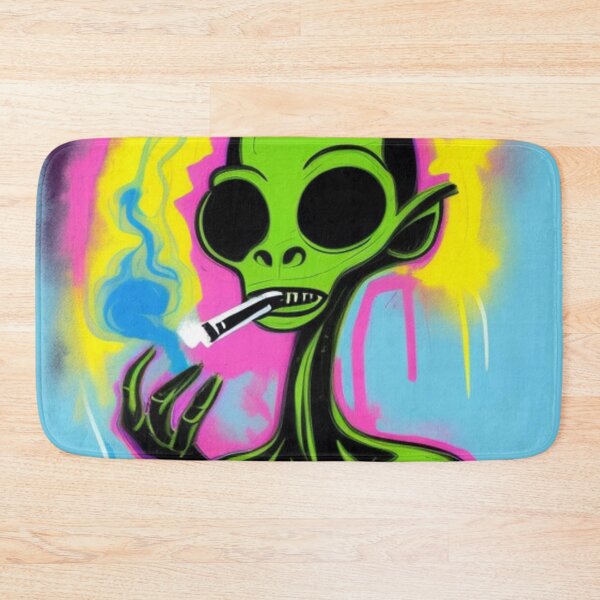 Item preview, NFT Funny Cartoon Alien Smoking Purple Art designed and sold by itzbart.