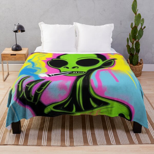 Item preview, NFT Funny Cartoon Alien Smoking Purple Art designed and sold by itzbart.