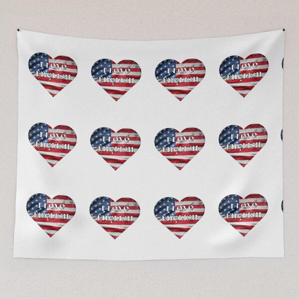 Item preview,  i love english, heart with usa flag designed and sold by language-des.