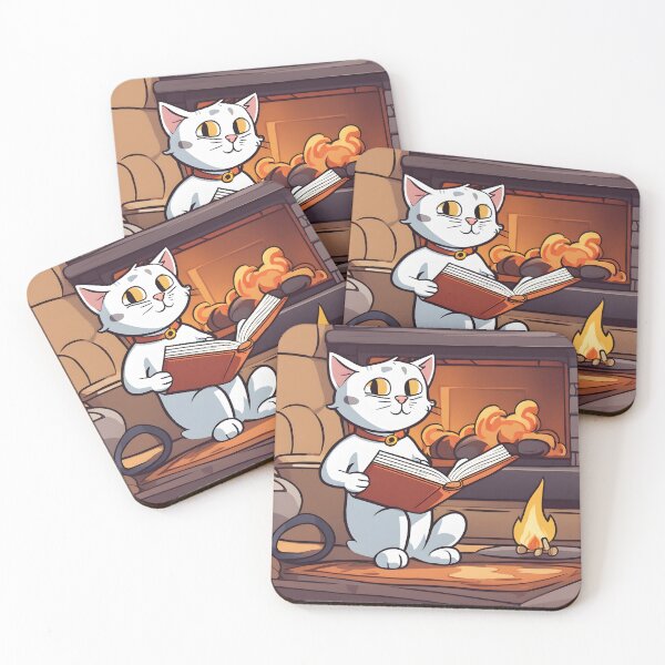 Item preview, Carton cat reading a book designed and sold by Maths-4-Nerds.