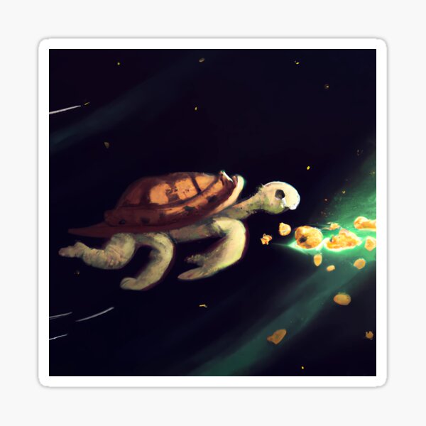 Item preview, Flying Turtle in Space || Digital Illustration designed and sold by Stunning Art Shop.