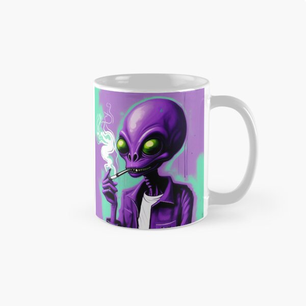 Item preview, NFT Funny Cartoon Alien Smoking Weed Art designed and sold by itzbart.