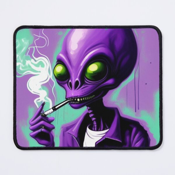 Item preview, NFT Funny Cartoon Alien Smoking Weed Art designed and sold by itzbart.