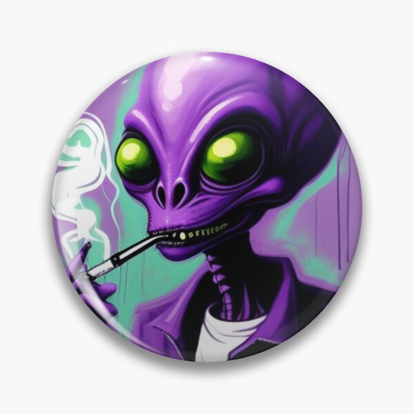 Item preview, NFT Funny Cartoon Alien Smoking Weed Art designed and sold by itzbart.