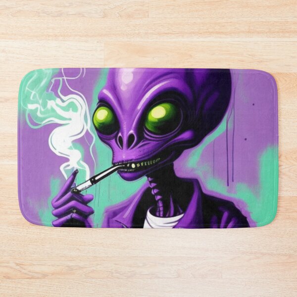 Item preview, NFT Funny Cartoon Alien Smoking Weed Art designed and sold by itzbart.